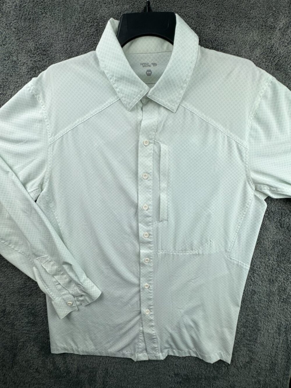 Mountain Hardware Men Medium White Blue Outdoor Long Sleeve Button Up Shirt